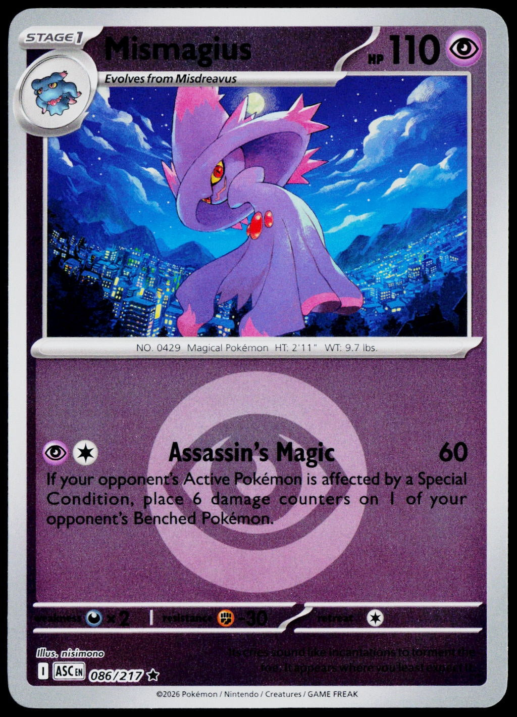 Mismagius 086/217 Energy Symbol Reverse Holo EN - original scanned front