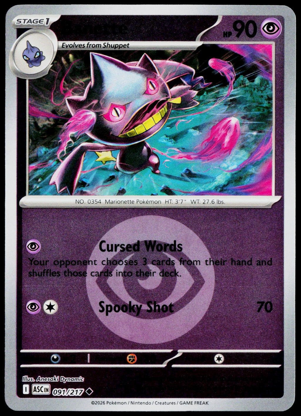 Banette 091/217 Energy Symbol Reverse Holo EN - original scanned front