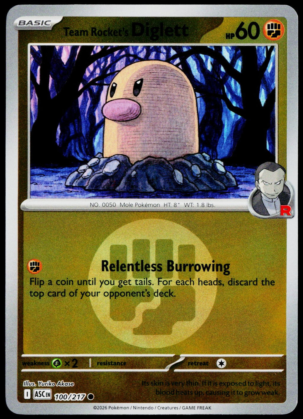Team Rocket's Diglett 100/217 Energy Symbol Reverse Holo EN - original scanned front
