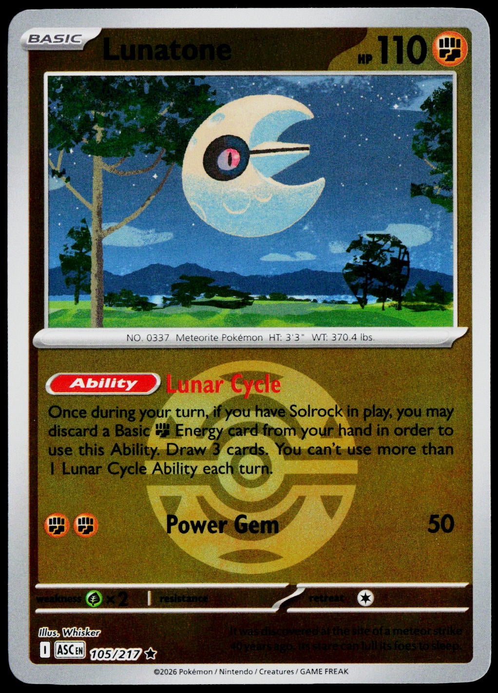 Lunatone 105/217 Dusk Ball Reverse Holo EN - original scanned front