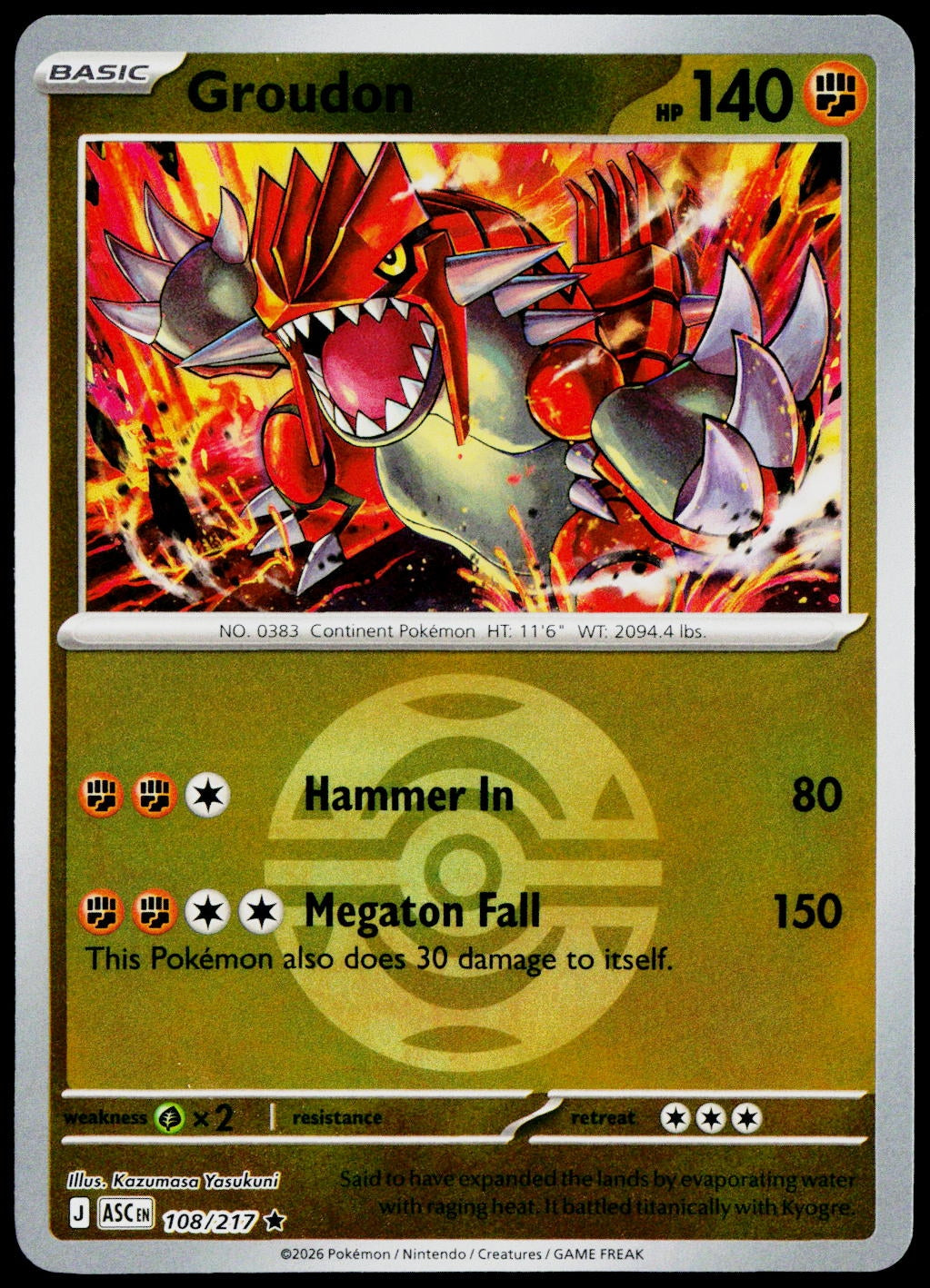Groudon 108/217 Dusk Ball Reverse Holo EN - original scanned front