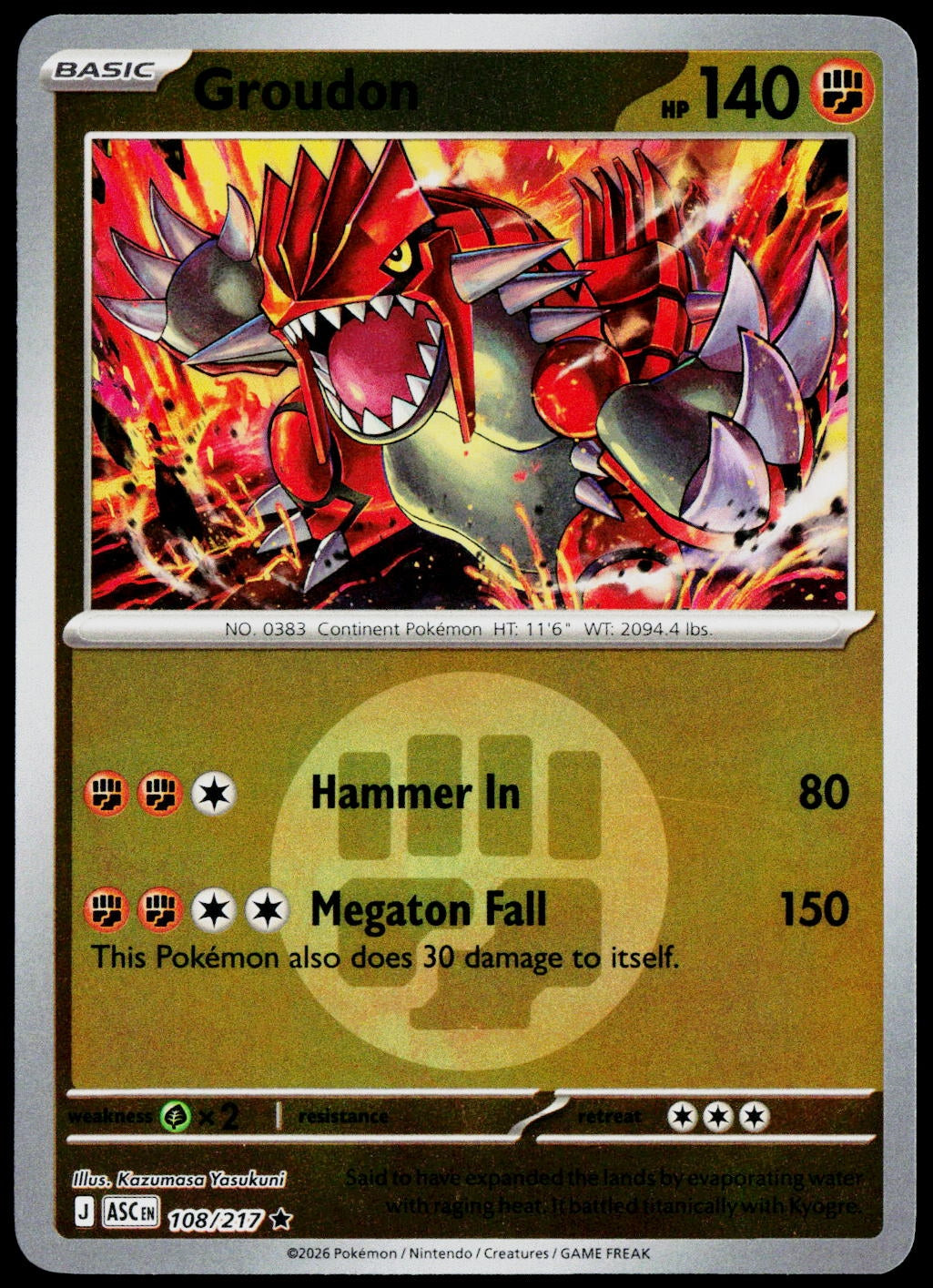 Groudon 108/217 Energy Symbol Reverse Holo EN - original scanned front
