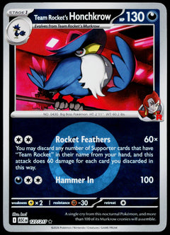 Team Rocket's Honchkrow 127/217 Energy Symbol Reverse Holo EN - original scanned front