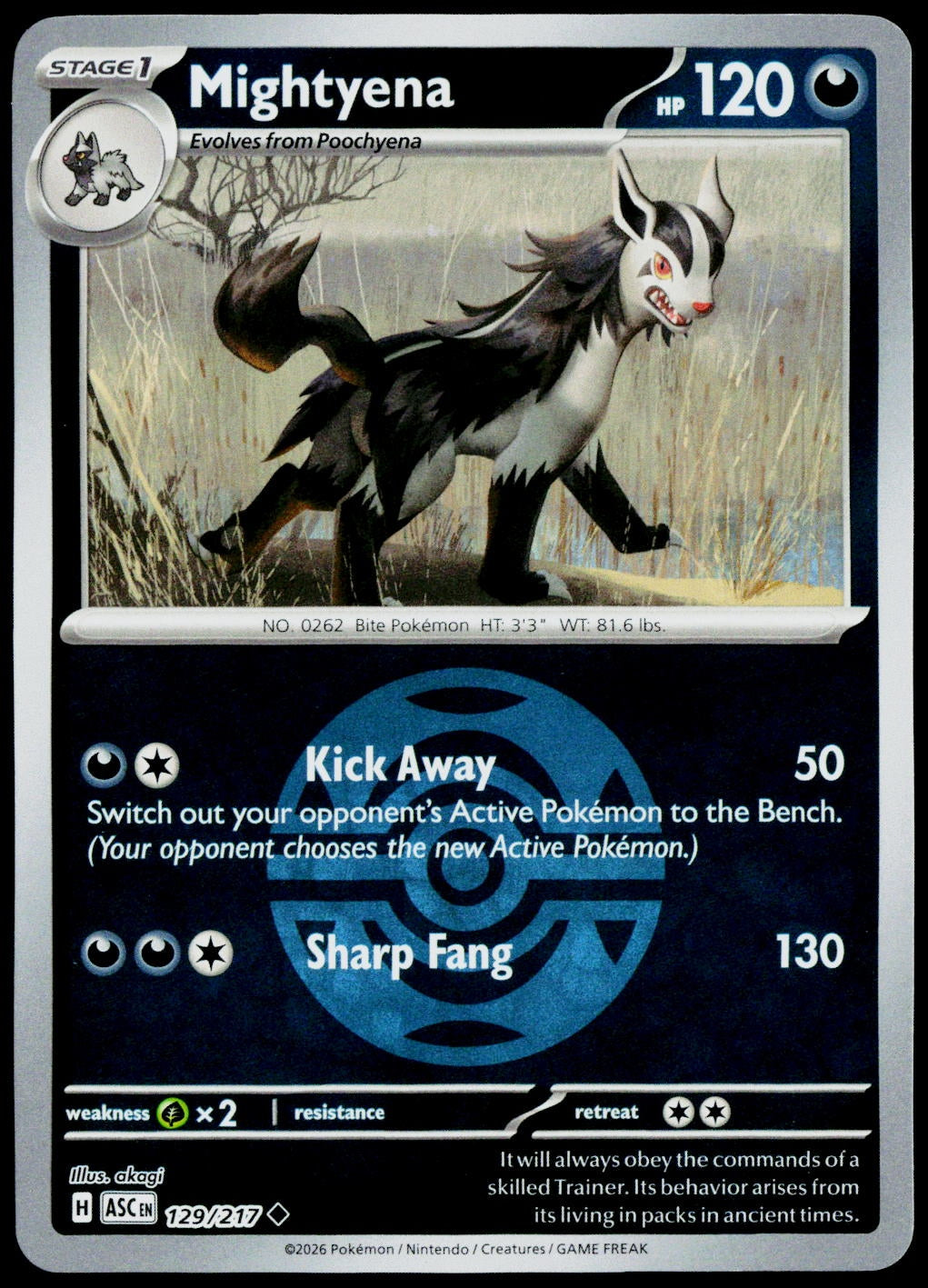 Mightyena 129/217 Dusk Ball Reverse Holo EN - original scanned front