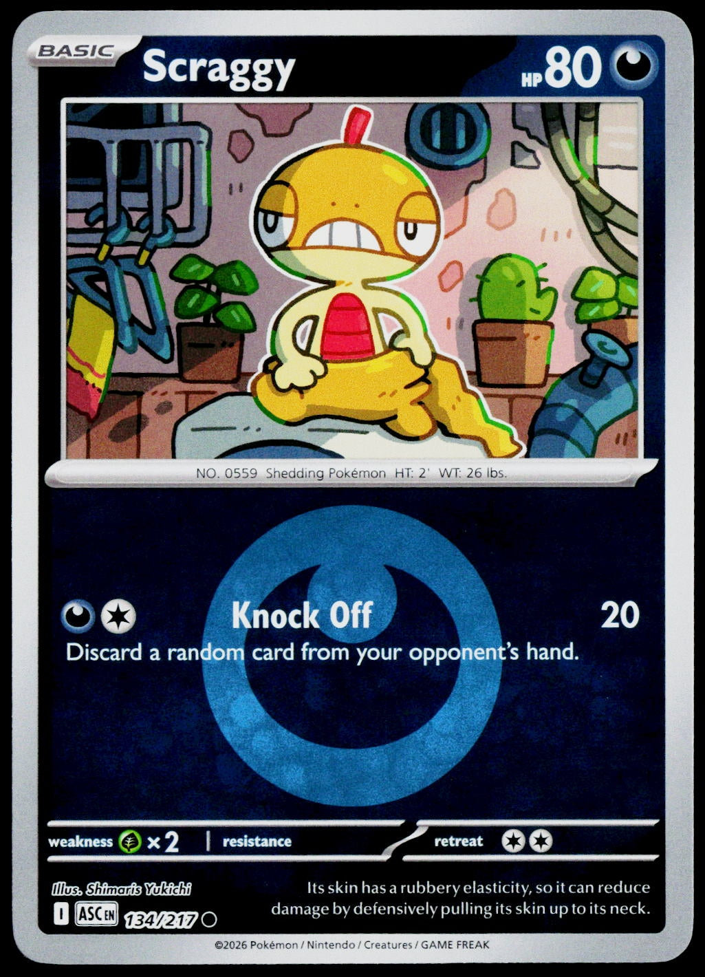 Scraggy 134/217 Energy Symbol Reverse Holo EN - original scanned front