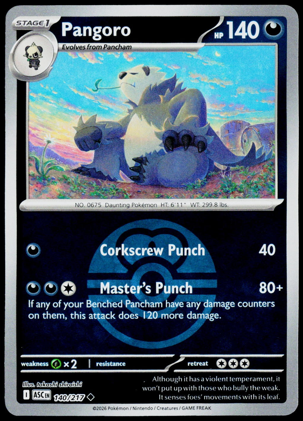 Pangoro 140/217 Love Ball Reverse Holo EN - original scanned front
