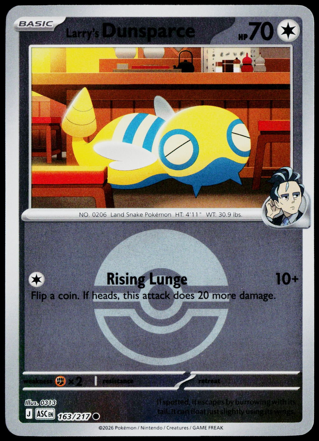 Larry's Dunsparce 163/217 Poké Ball Reverse Holo EN - original scanned front