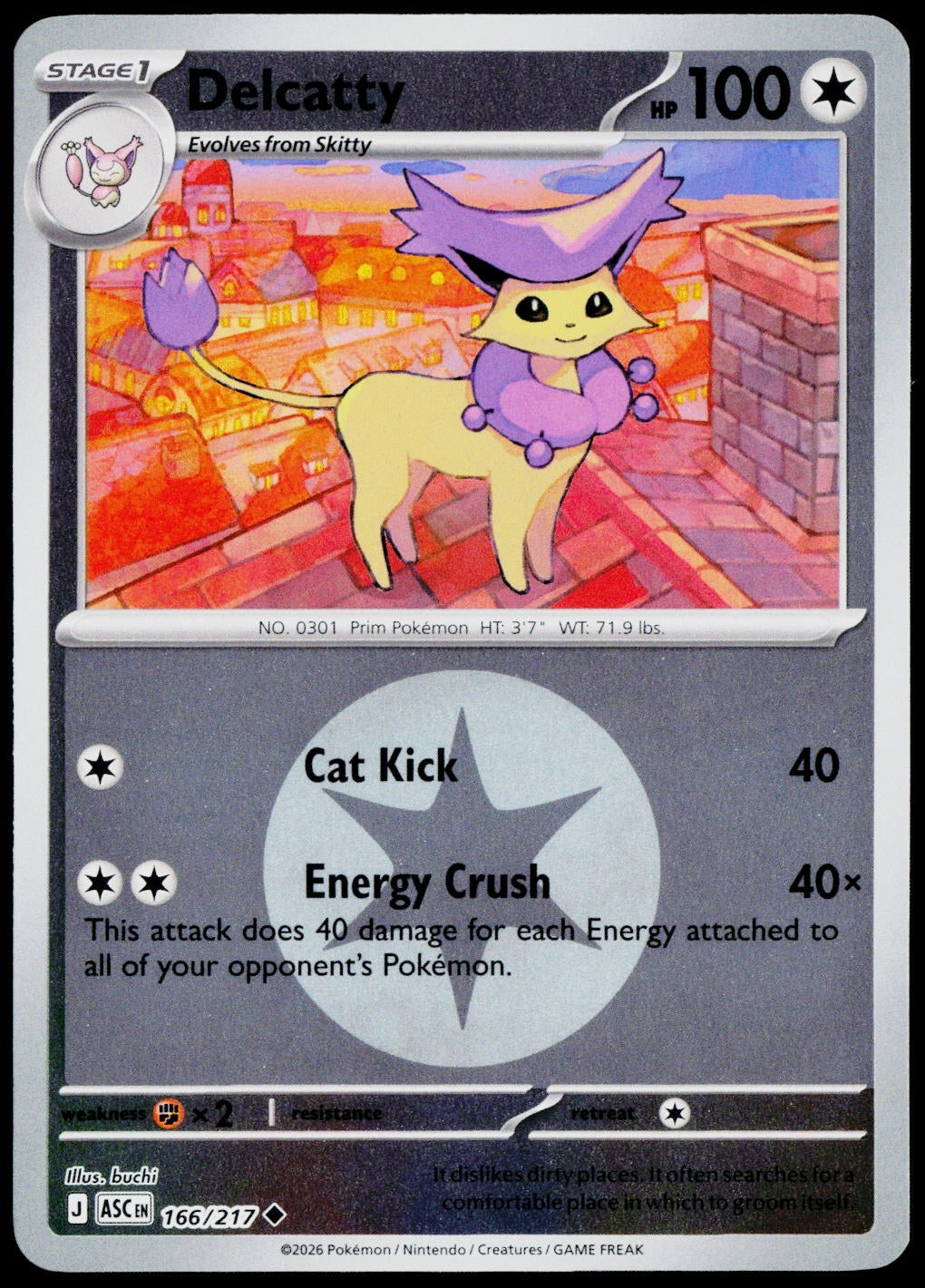 Delcatty 166/217 Energy Symbol Reverse Holo EN - original scanned front