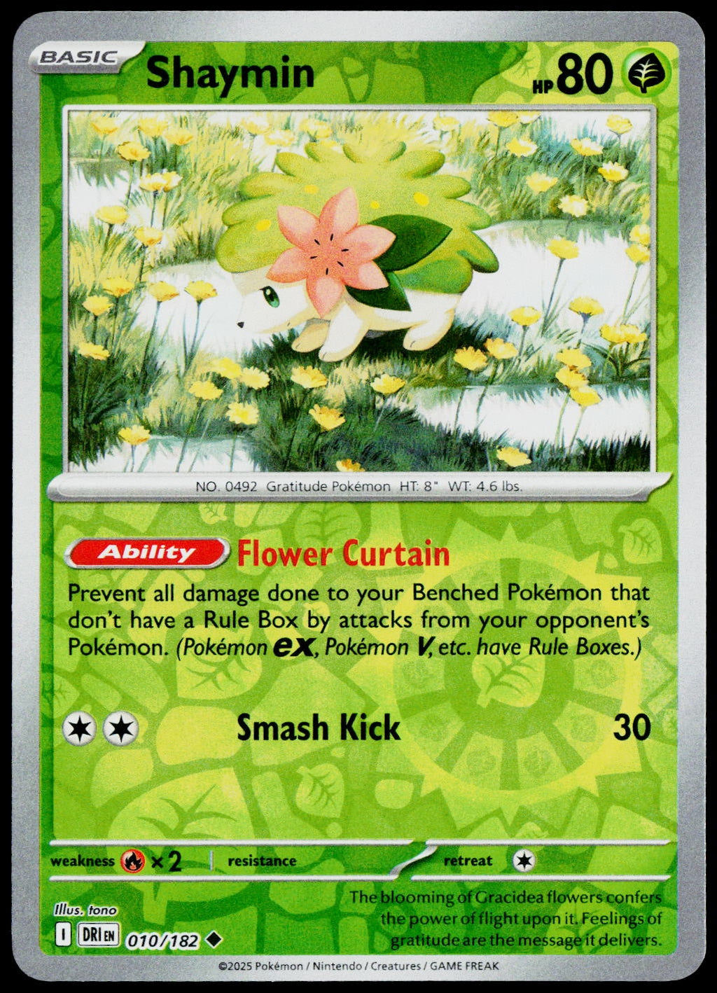 Shaymin 010/182  Reverse Holo EN - original scanned front
