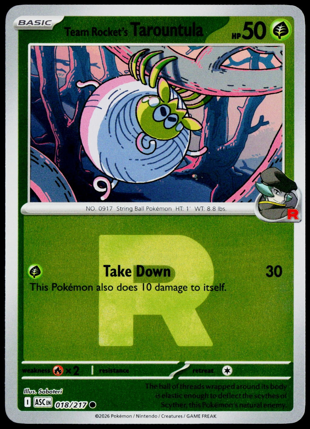 Team Rocket's Tarountula 019/182  Reverse Holo EN - original scanned front