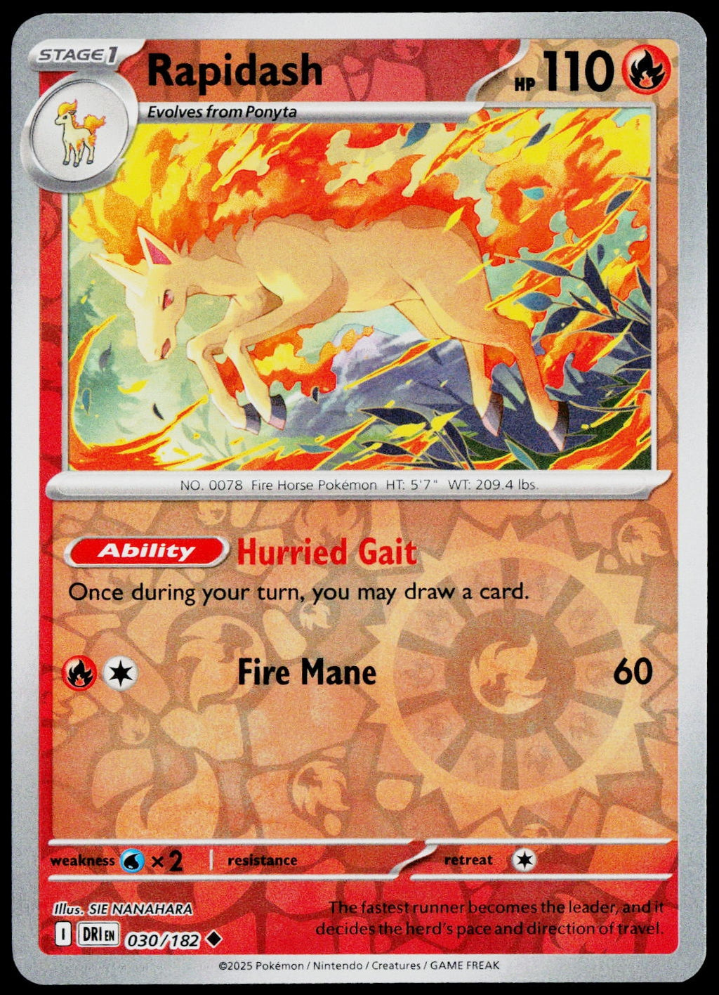 Rapidash 030/182  Reverse Holo EN - original scanned front