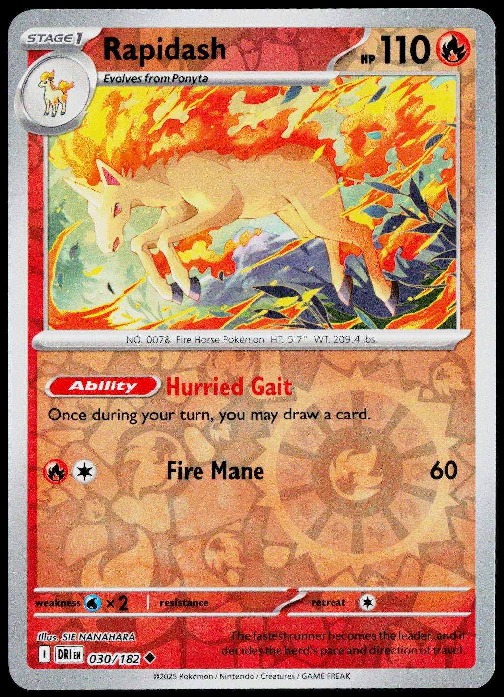 Rapidash 030/182  Reverse Holo EN - original scanned front