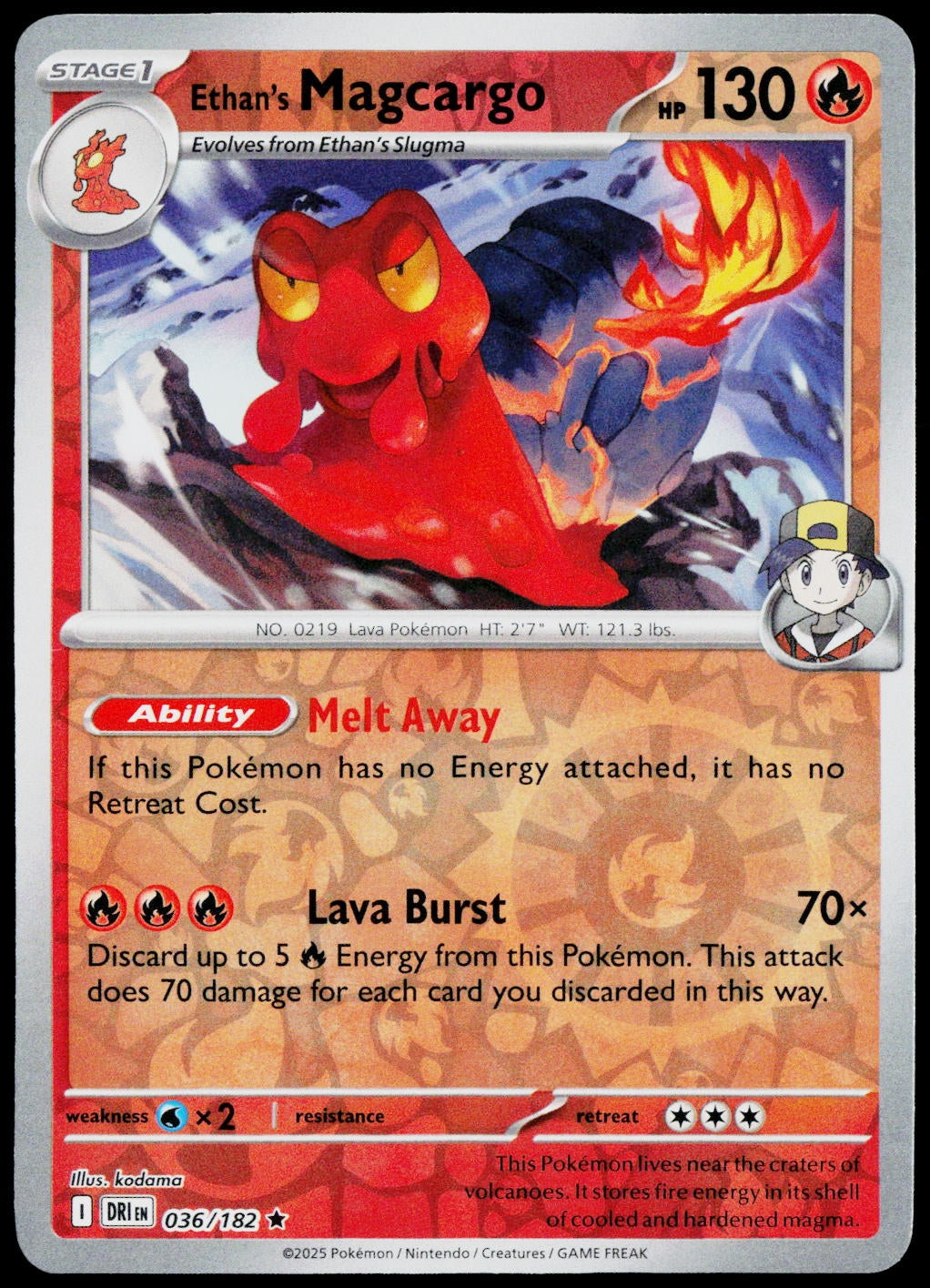 Ethan's Magcargo 036/182  Reverse Holo EN - original scanned front