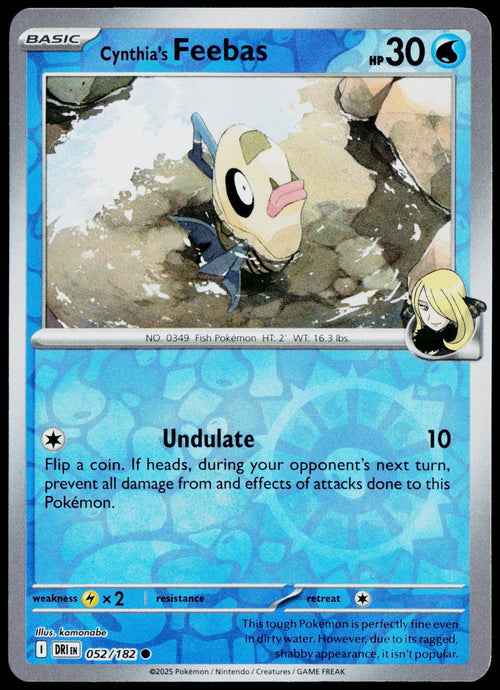 Cynthia's Feebas 052/182  Reverse Holo EN - original scanned front