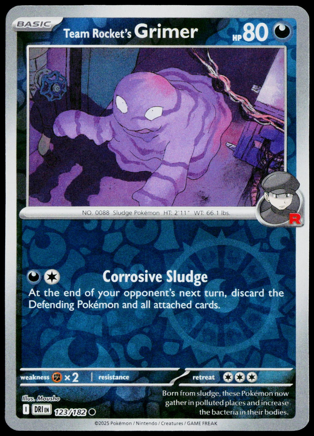 Team Rocket's Grimer 123/182  Reverse Holo EN - original scanned front