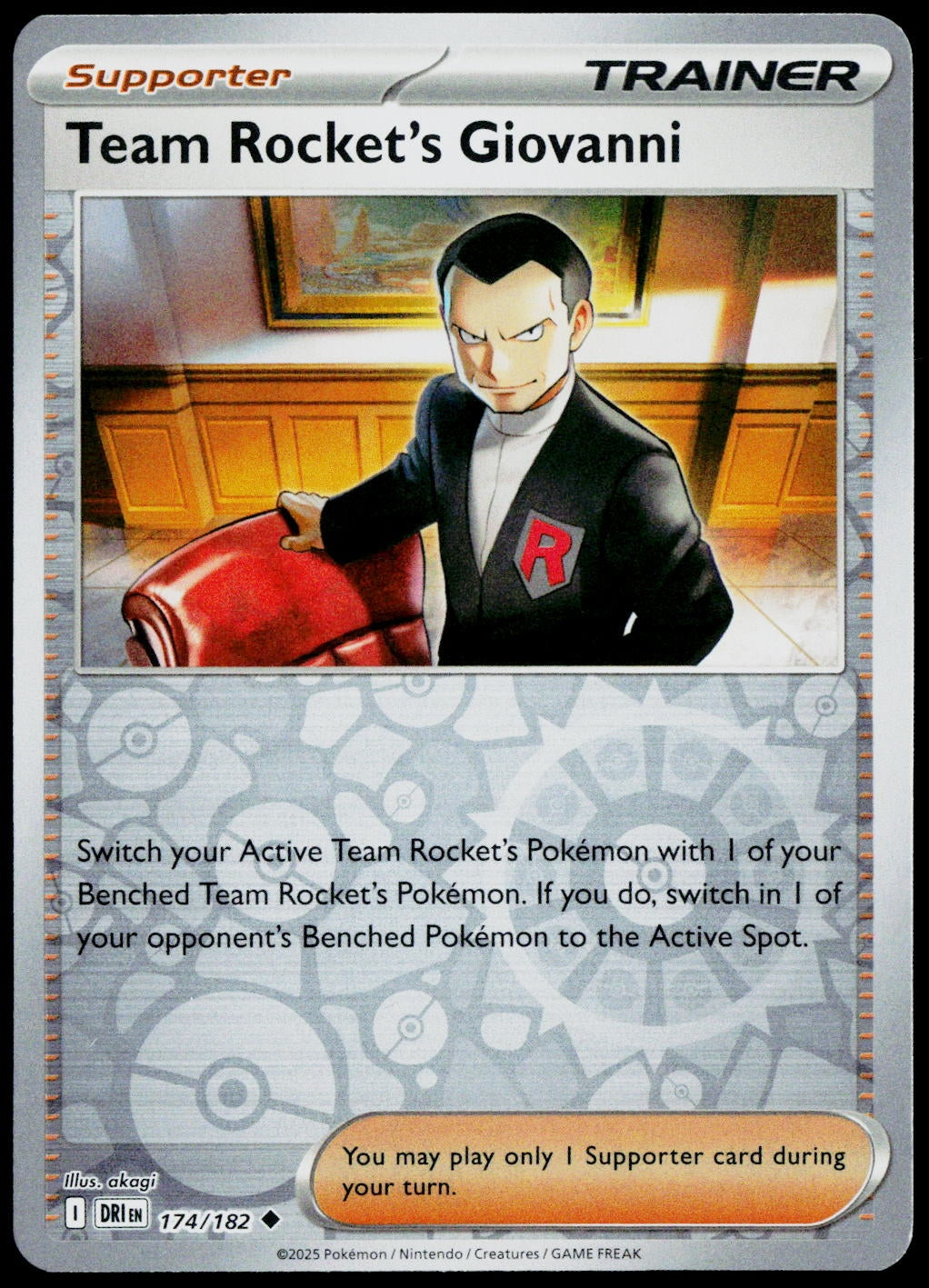 Team Rocket's Giovanni 174/182  Reverse Holo EN - original scanned front
