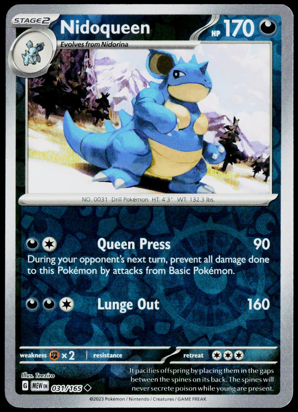 Nidoqueen 031/165  Reverse Holo EN - original scanned front