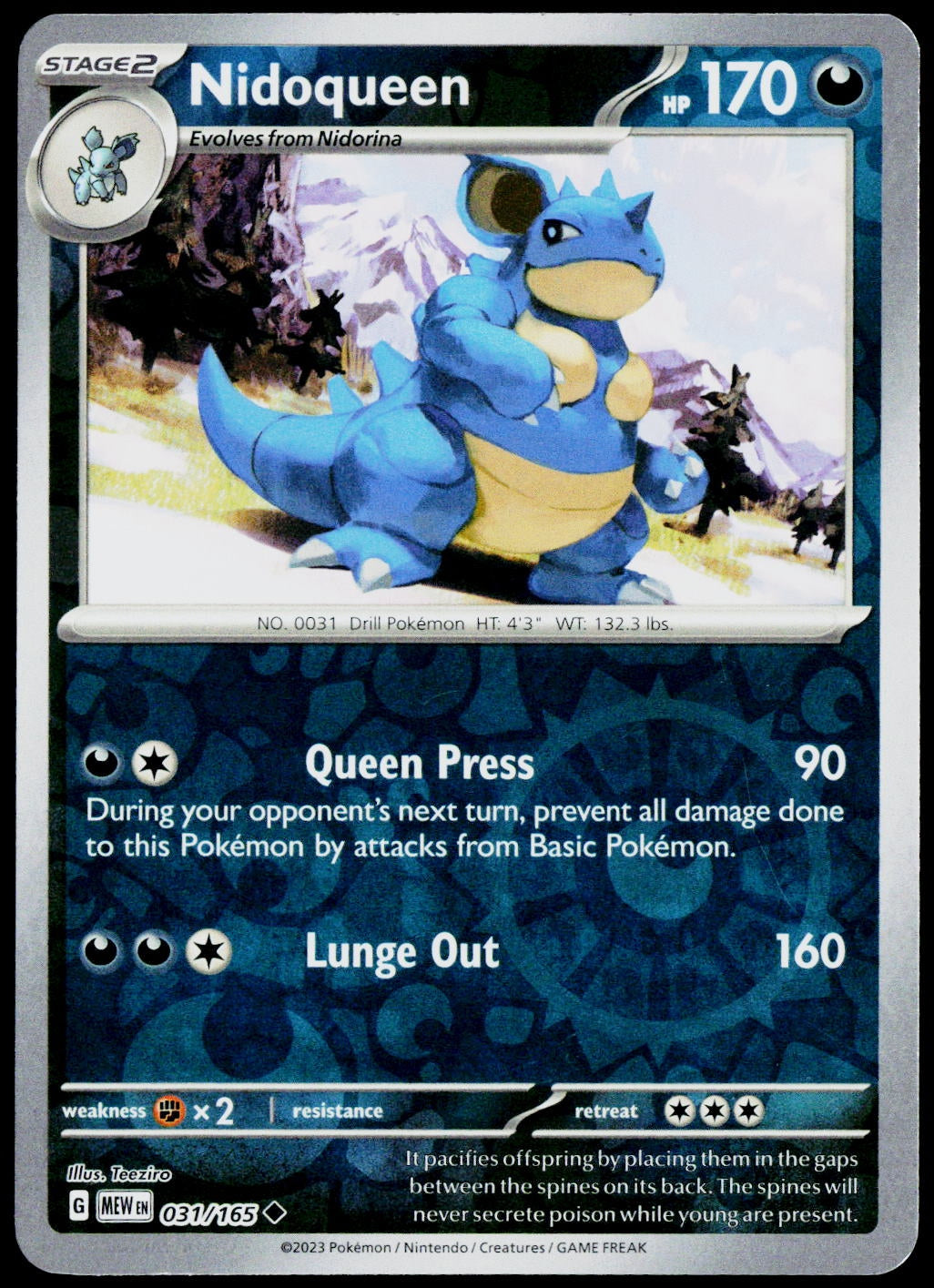 Nidoqueen 031/165  Reverse Holo EN - original scanned front