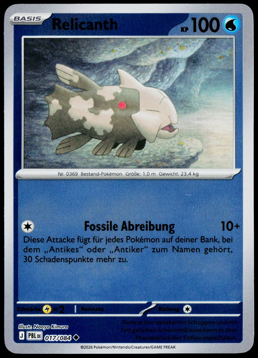 Relicanth 017/084  Reverse Holo DE - original scanned front