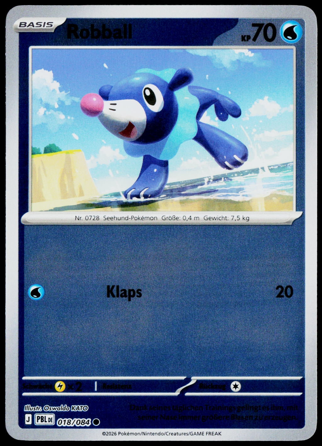Popplio 018/084  Reverse Holo DE - original scanned front