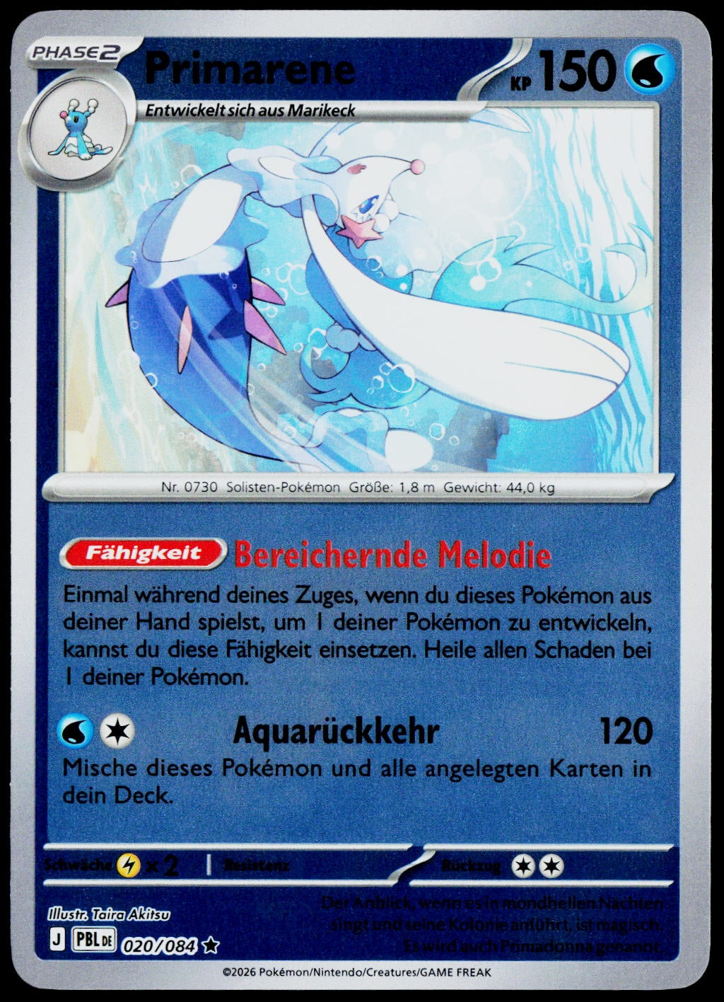 Primarina 020/084  Reverse Holo DE - original scanned front