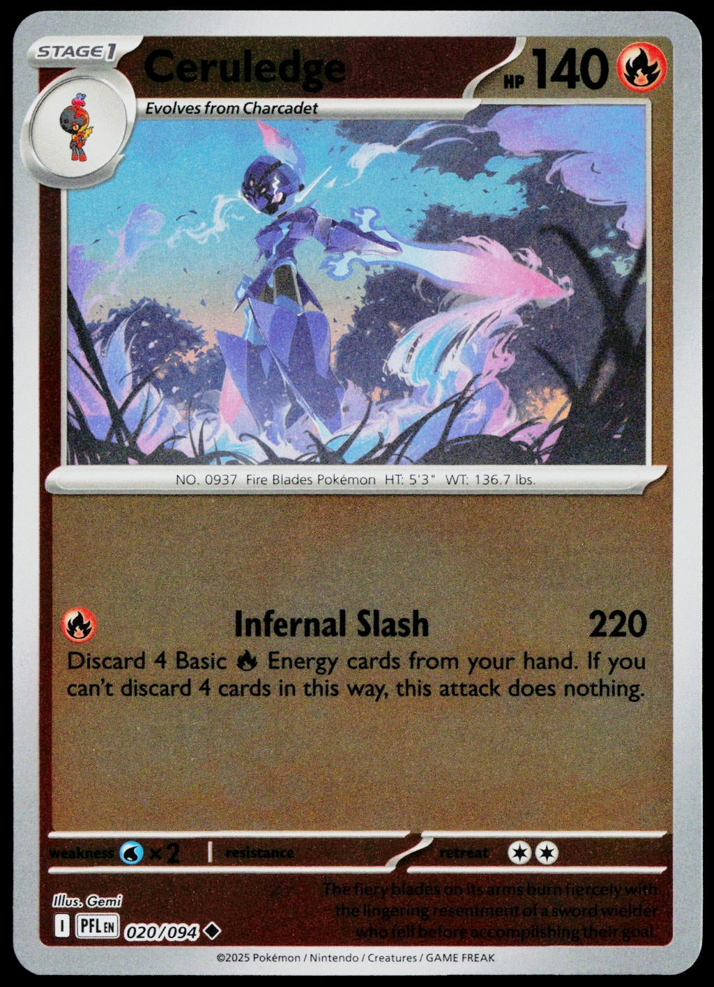 Ceruledge 020/094  Reverse Holo EN - original scanned front