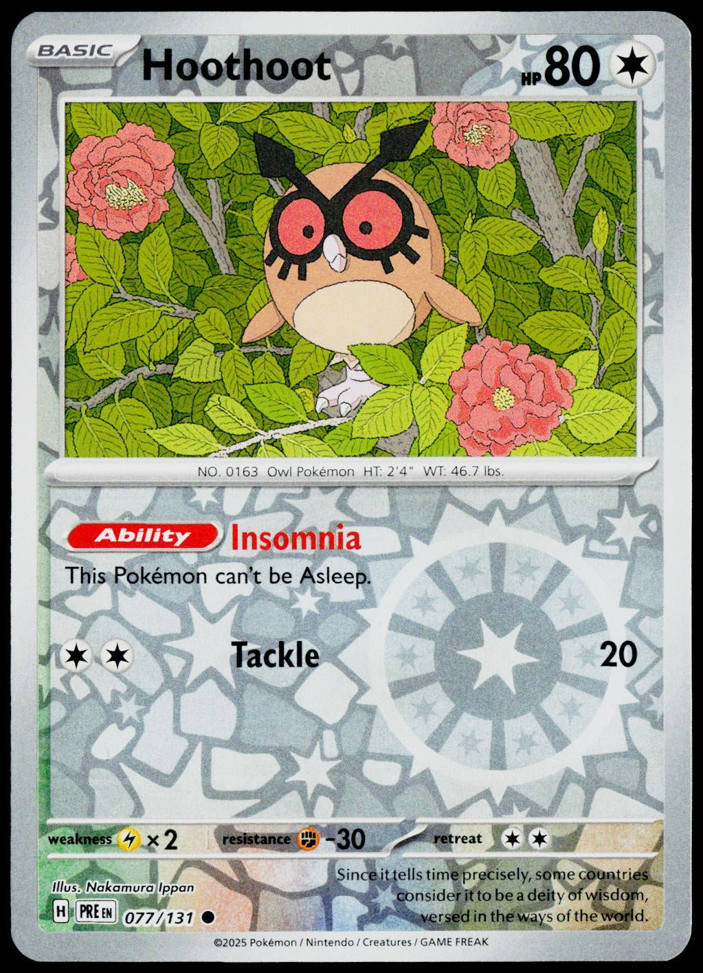 Hoothoot 077/131  Reverse Holo EN - original scanned front