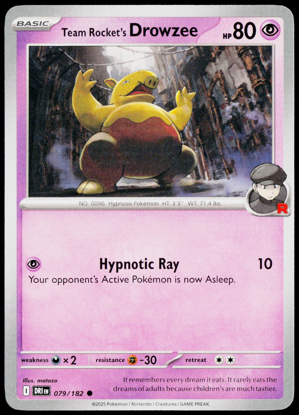 Team Rocket's Drowzee 079/182 EN — original front scan