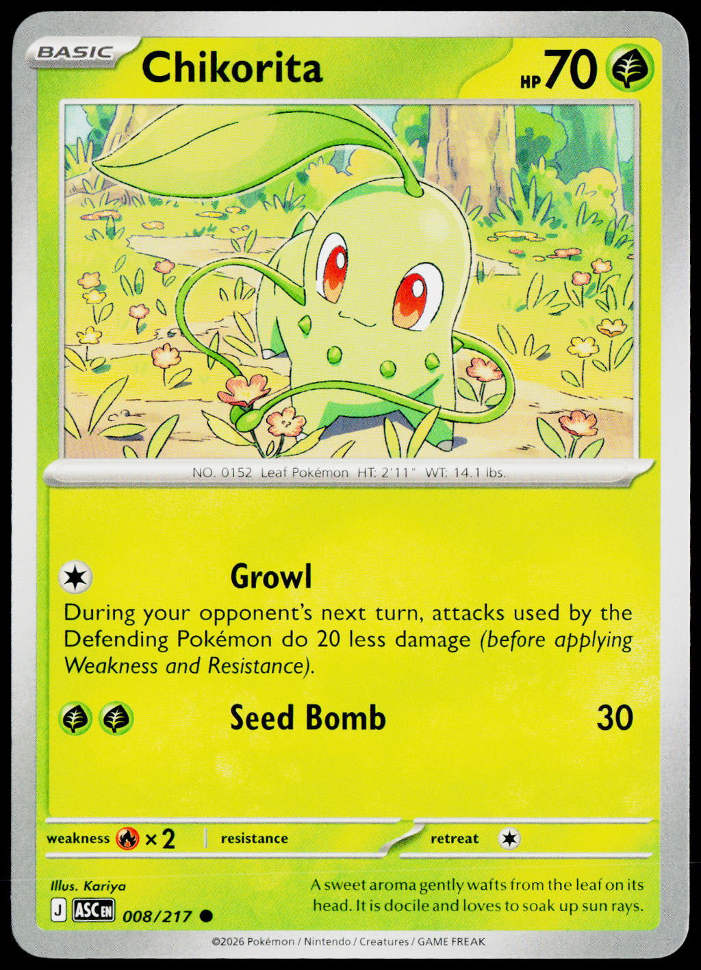 Chikorita 008/217 EN — original front scan