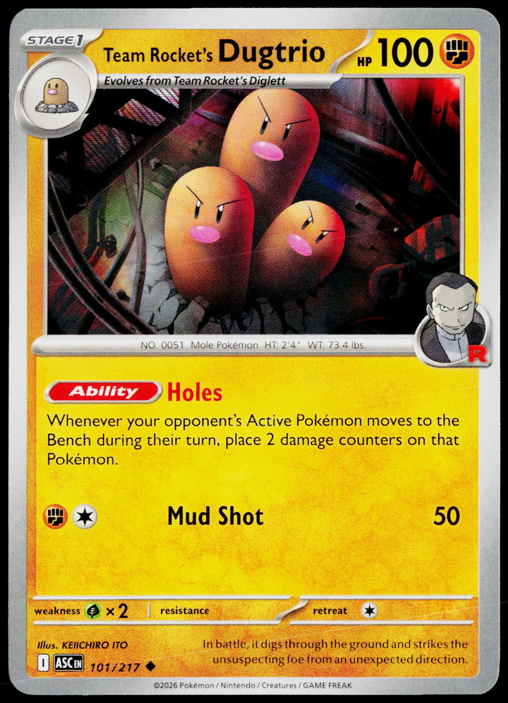 Team Rocket's Dugtrio 101/217 EN — original front scan