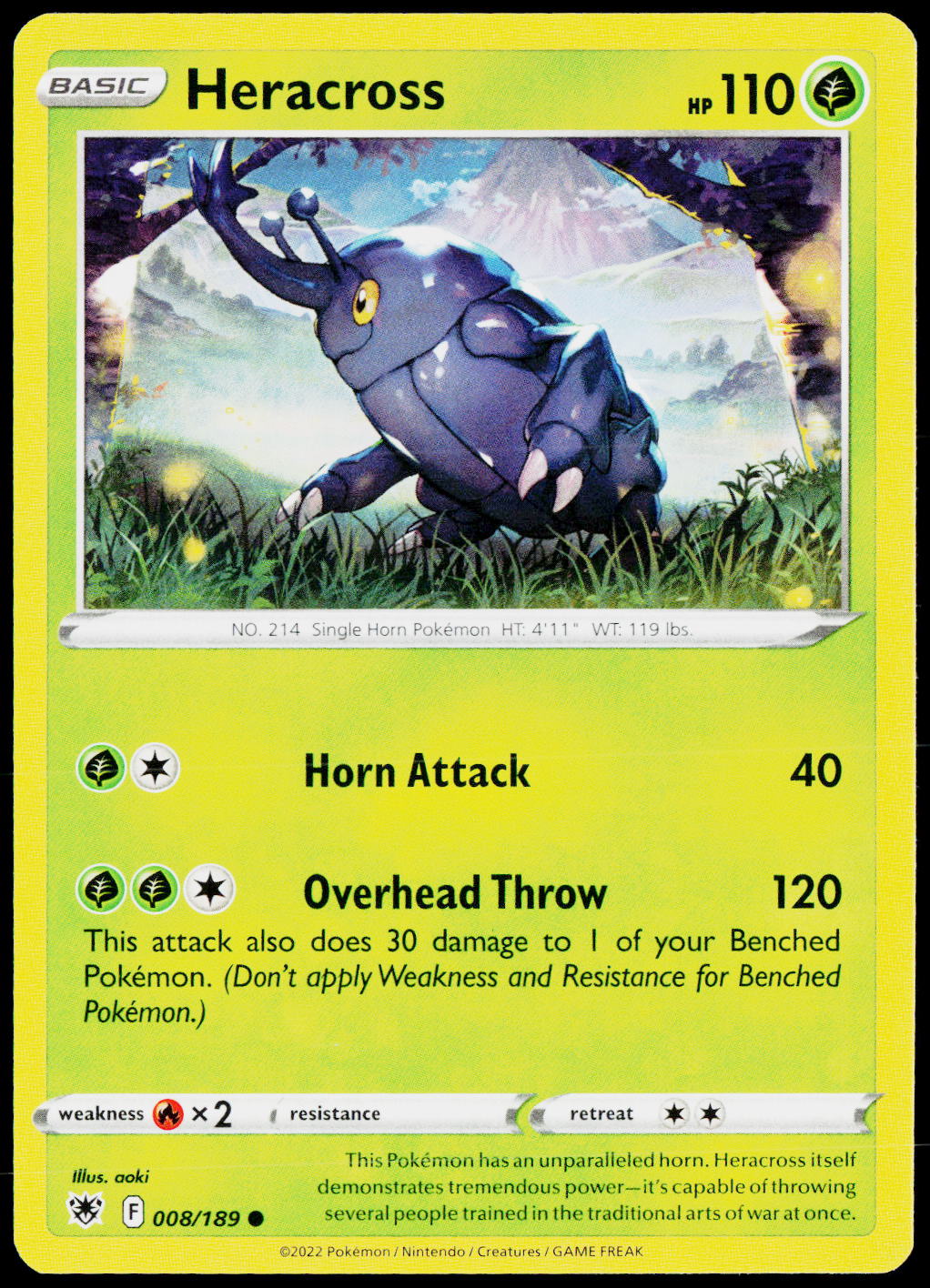 Heracross 008/189 EN — original front scan