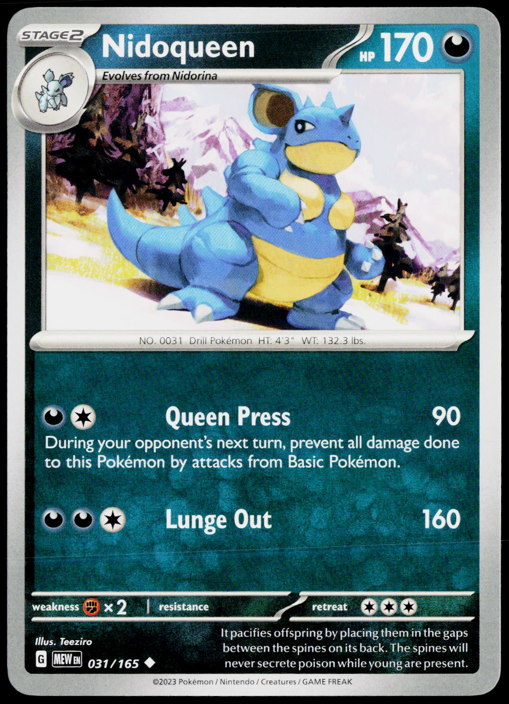 Nidoqueen 031/165 EN — original front scan
