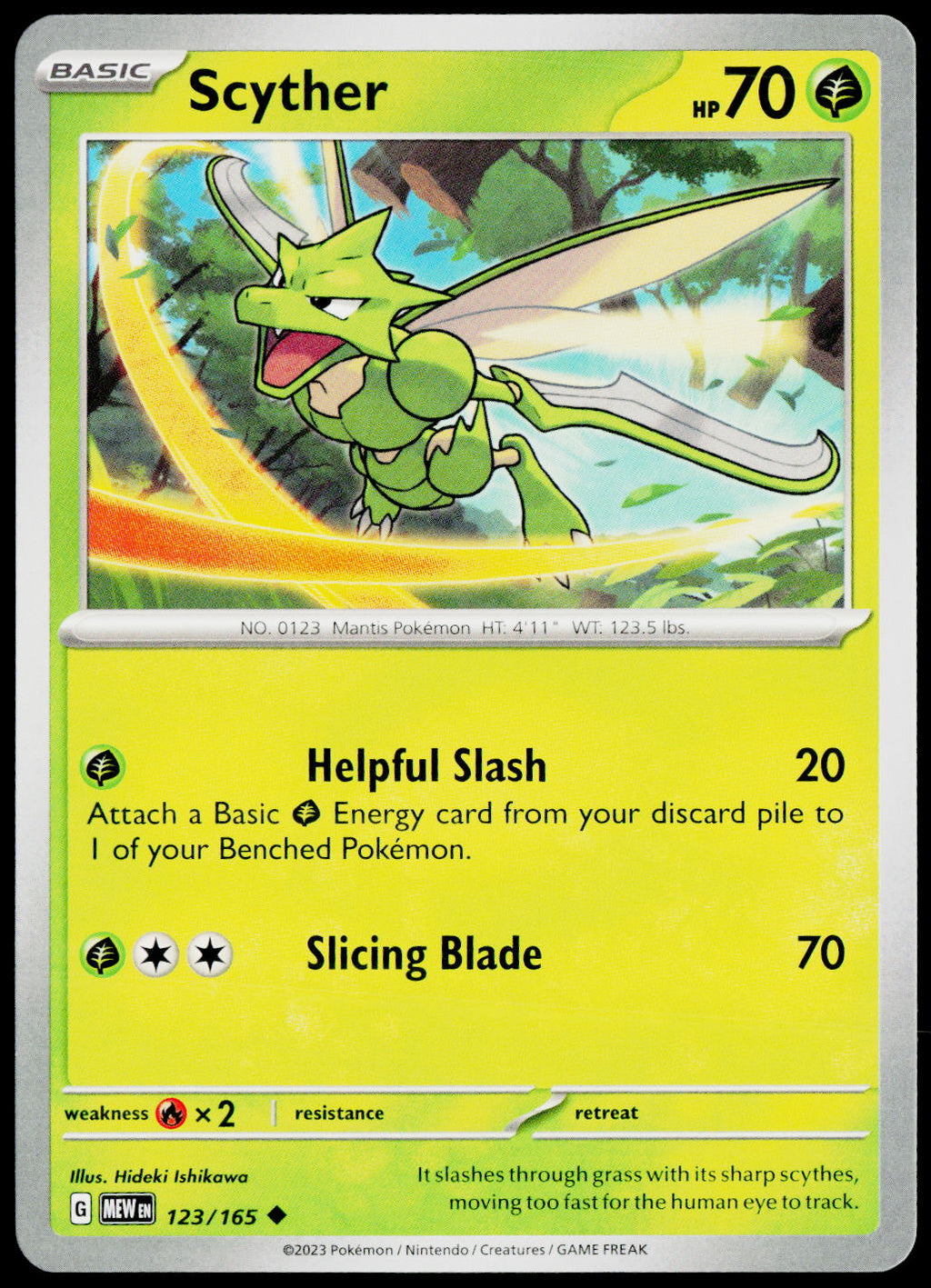 Scyther 123/165 EN — original front scan