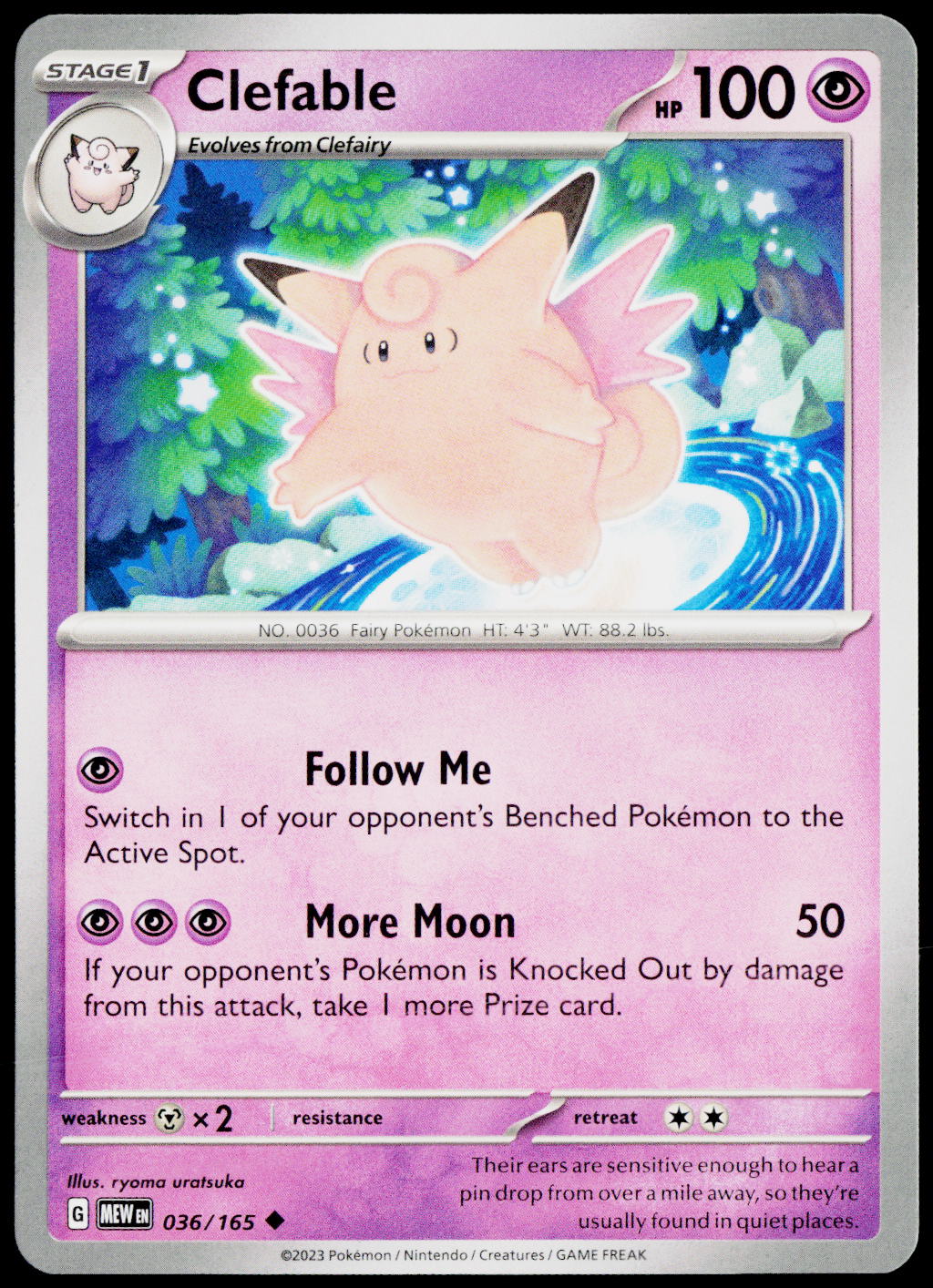 Clefable 036/165 EN — original front scan