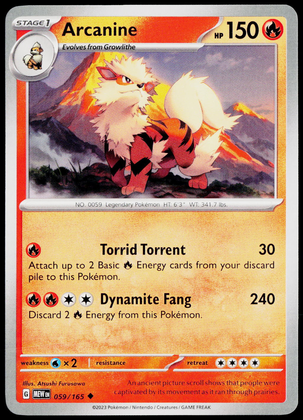 Arcanine 059/165 EN — original front scan