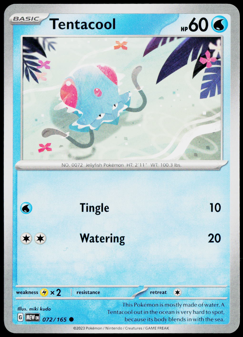 Tentacool 072/165 EN — original front scan