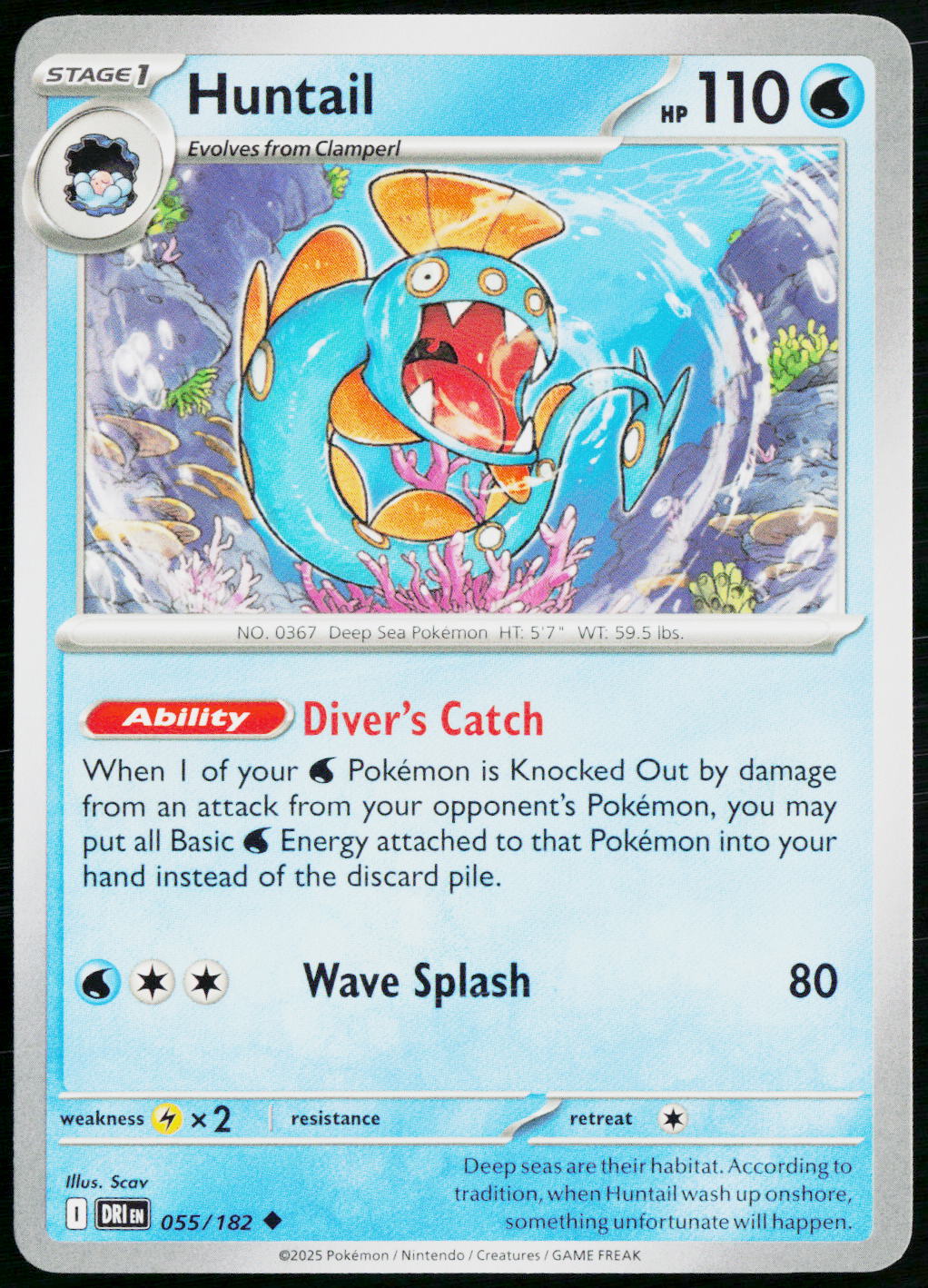 Huntail 055/182 EN non-holo - original scanned front