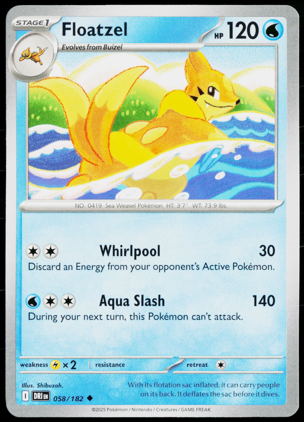 Floatzel 058/182 EN non-holo - original scanned front
