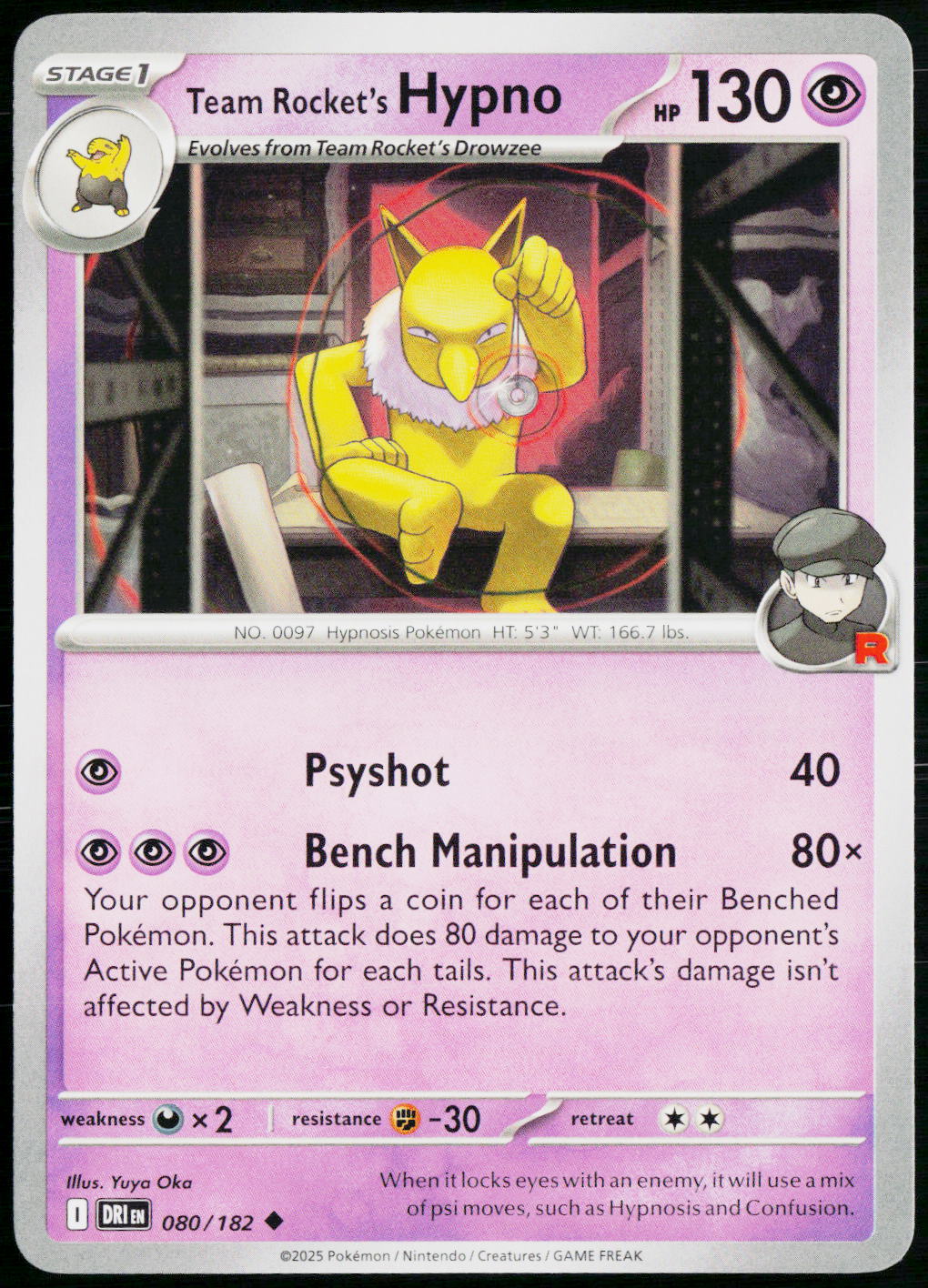 Team Rocket's Hypno 080/182 EN non-holo - original scanned front