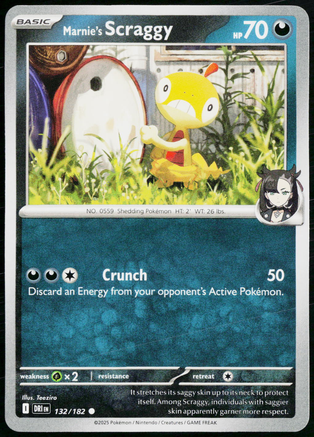 Marnie's Scraggy 132/182 EN non-holo - original scanned front
