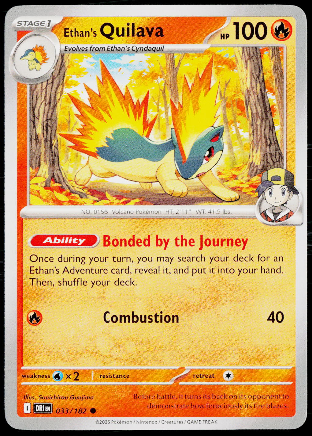 Ethan's Quilava 033/182 EN non-holo - original scanned front