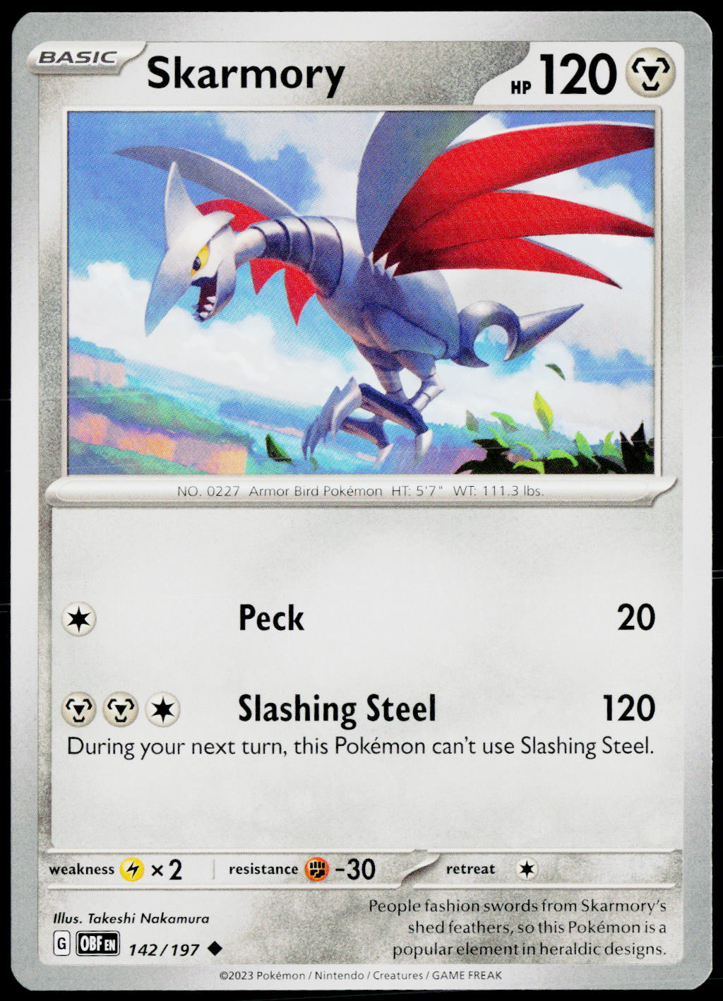 Skarmory 142/197 EN non-holo - original scanned front