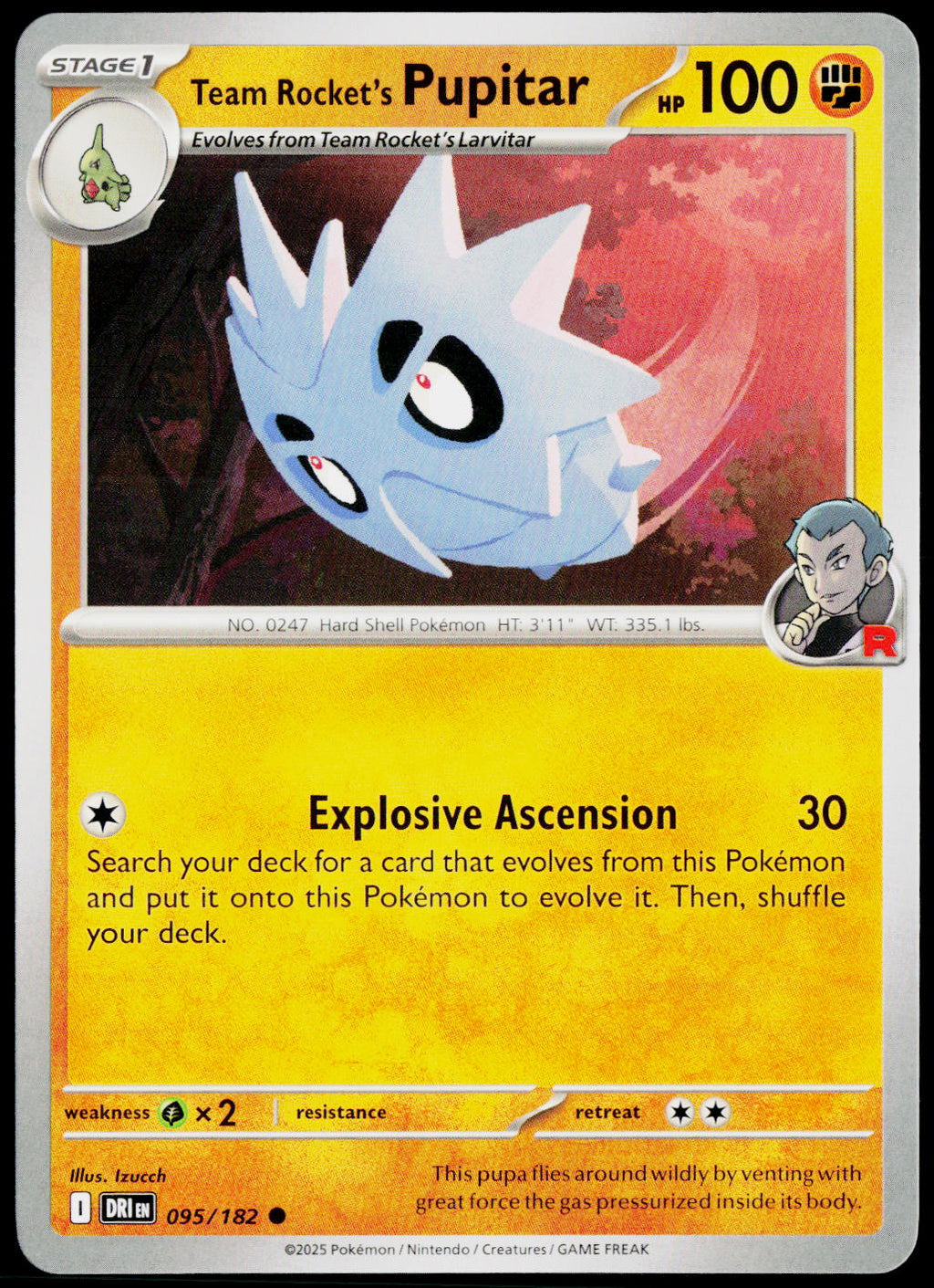 Team Rocket's Pupitar 095/182 EN non-holo - original scanned front