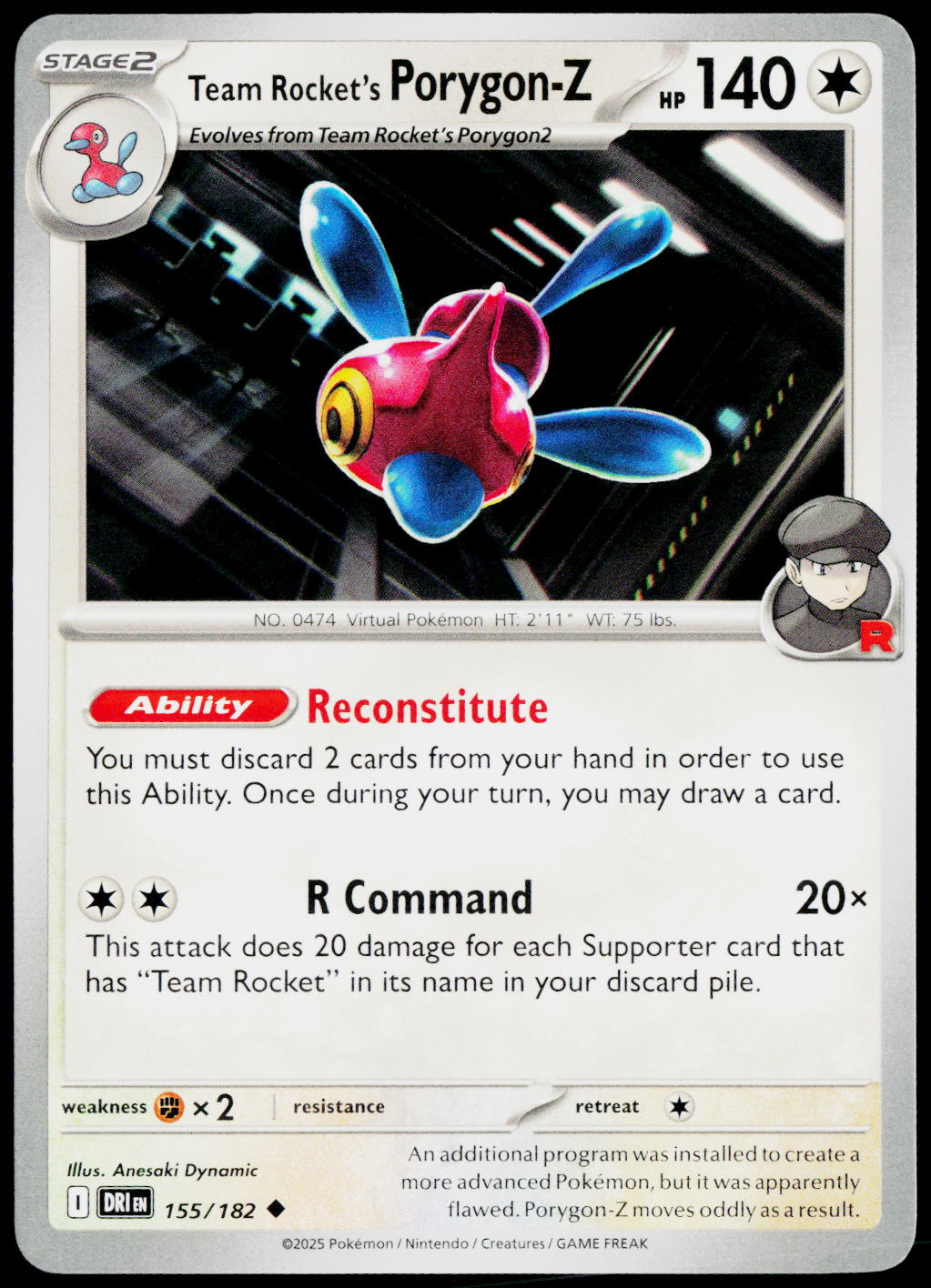 Team Rocket's Porygon-Z 155/182 EN non-holo - original scanned front