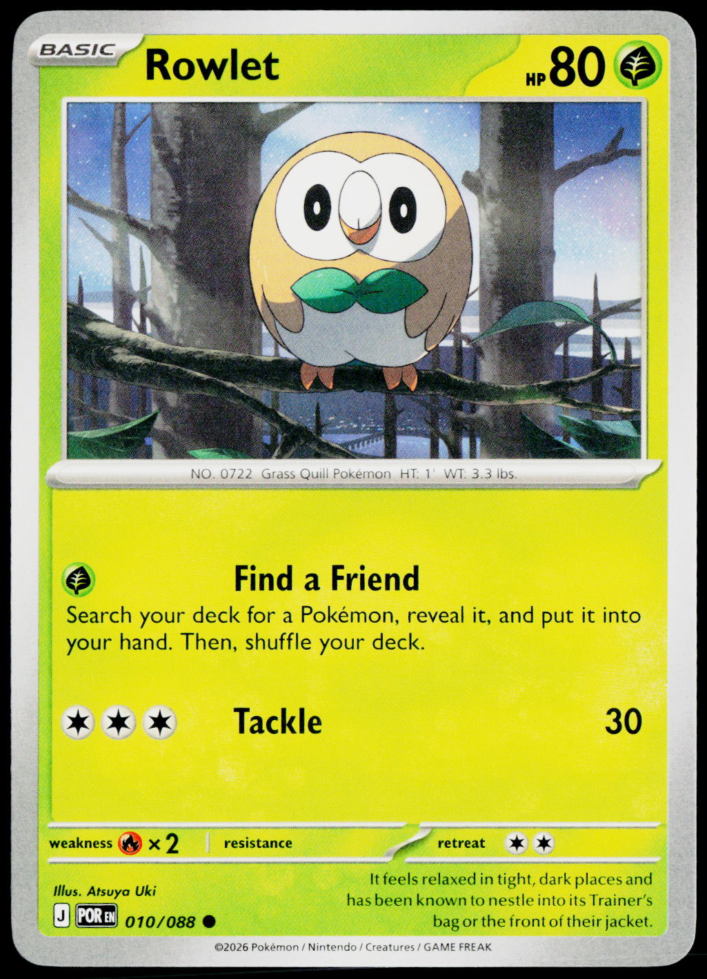 Rowlet 010/088 EN non-holo - original scanned front