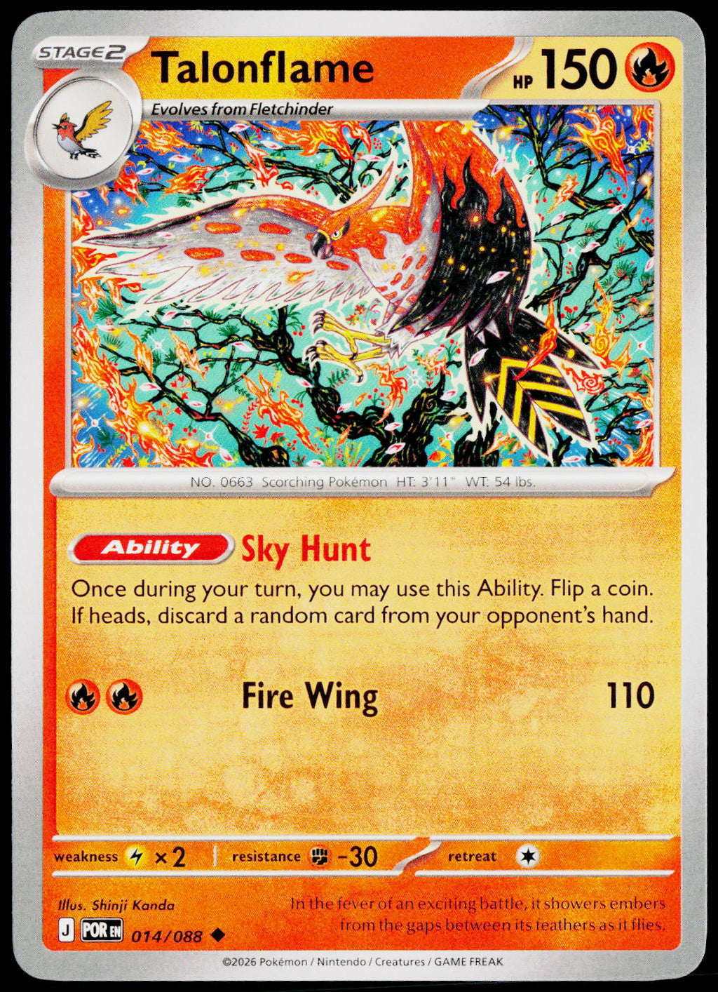 Talonflame 014/088 EN non-holo - original scanned front