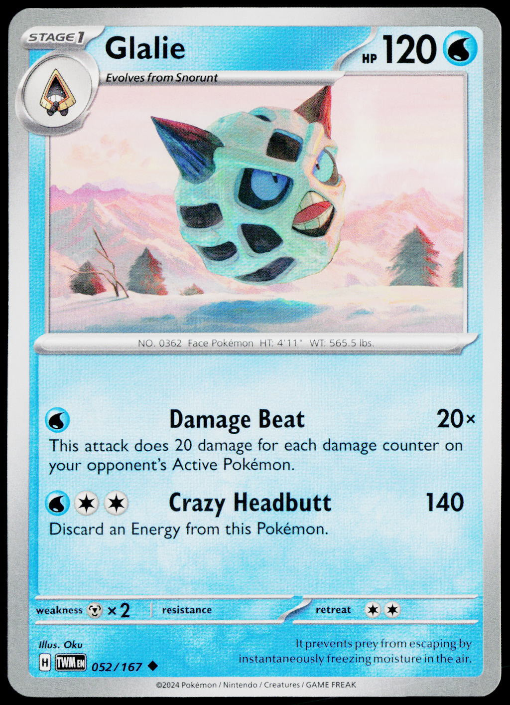 Glalie 052/167 EN non-holo - original scanned front
