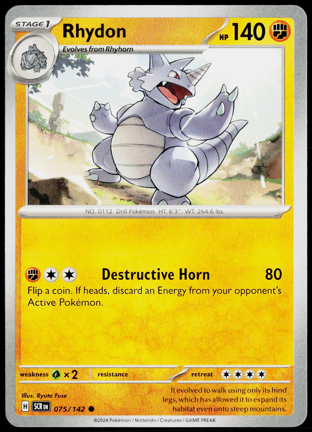 Rhydon 075/142 EN non-holo - original scanned front