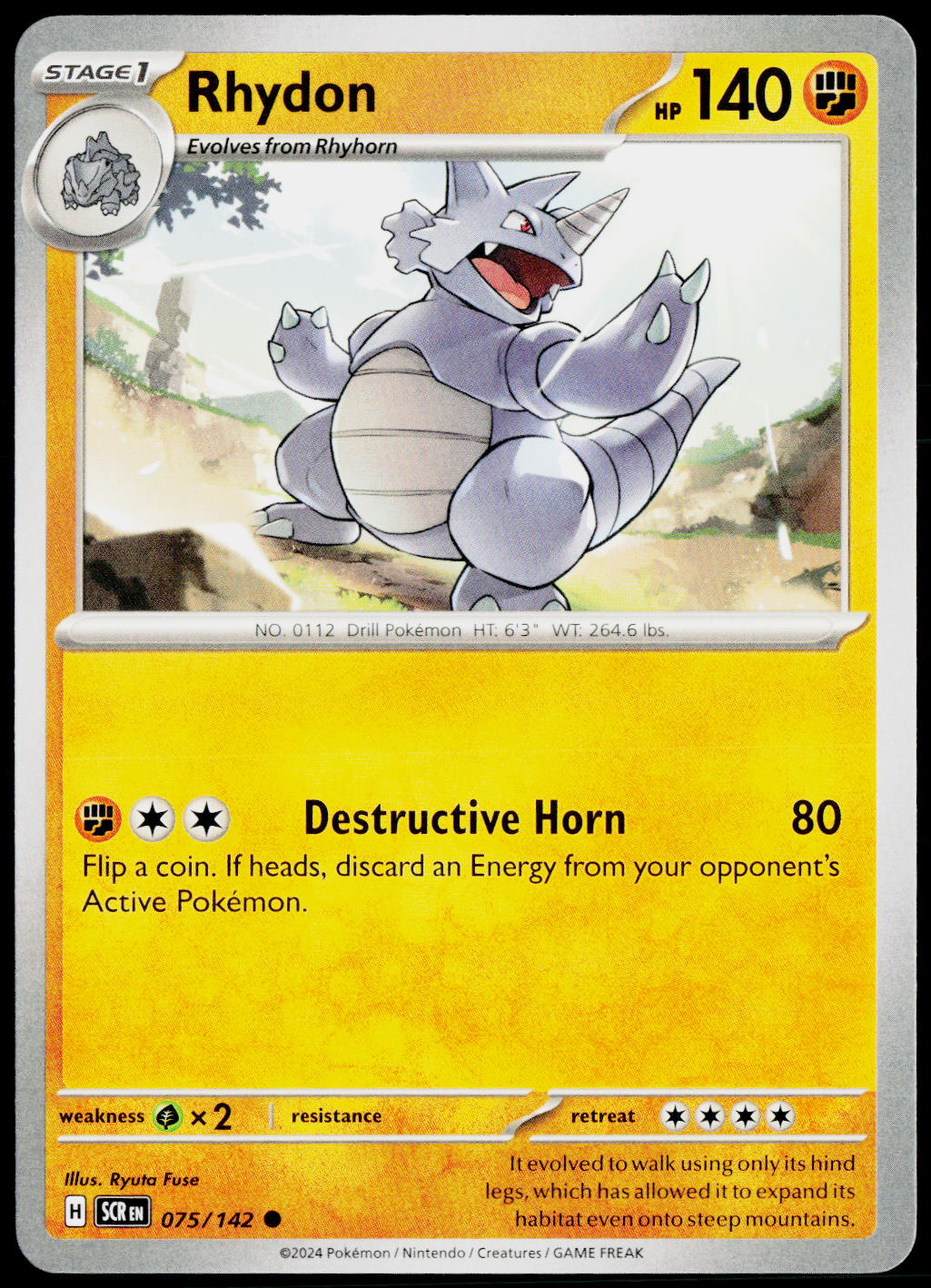 Rhydon 075/142 EN non-holo - original scanned front