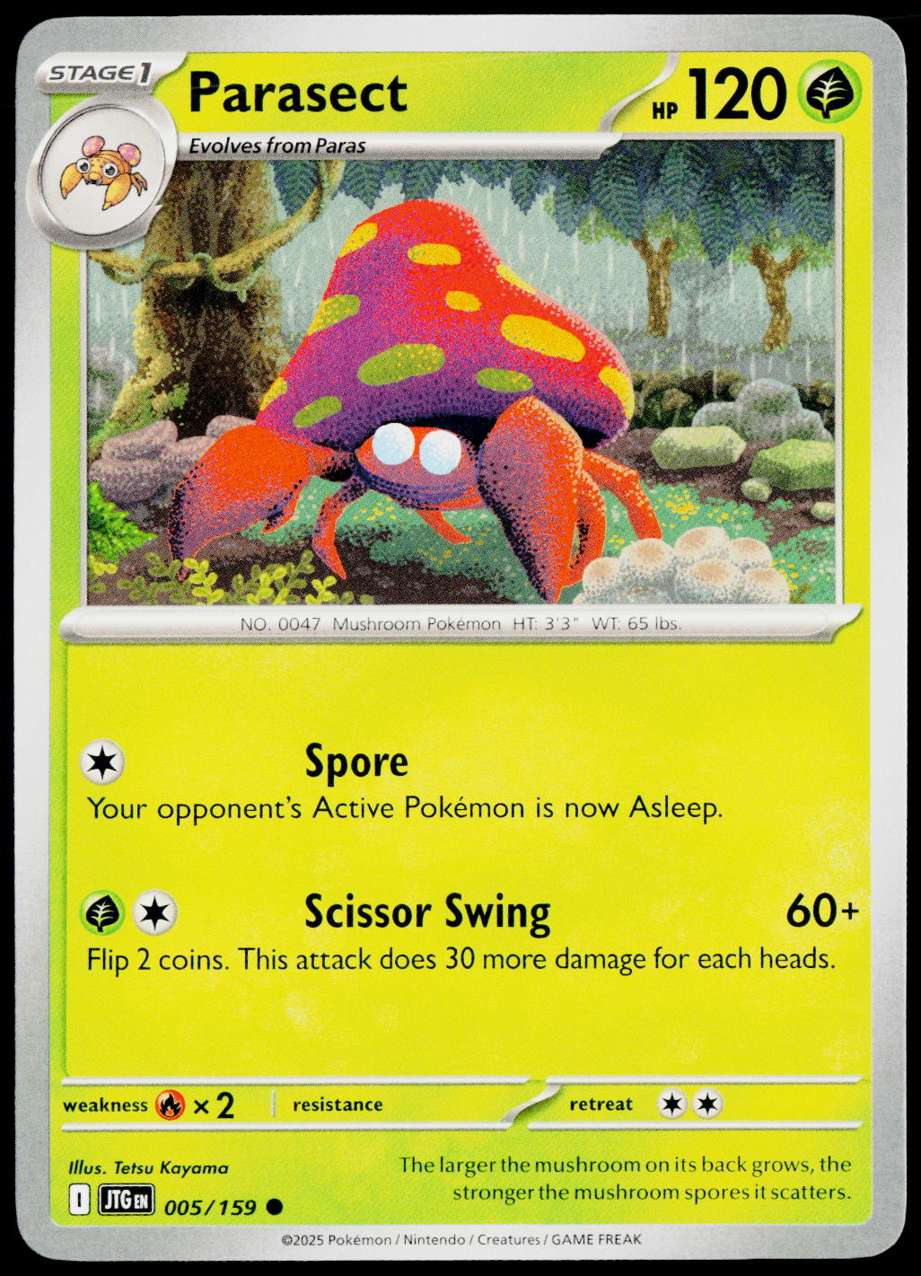 Parasect 005/159 EN non-holo - original scanned front